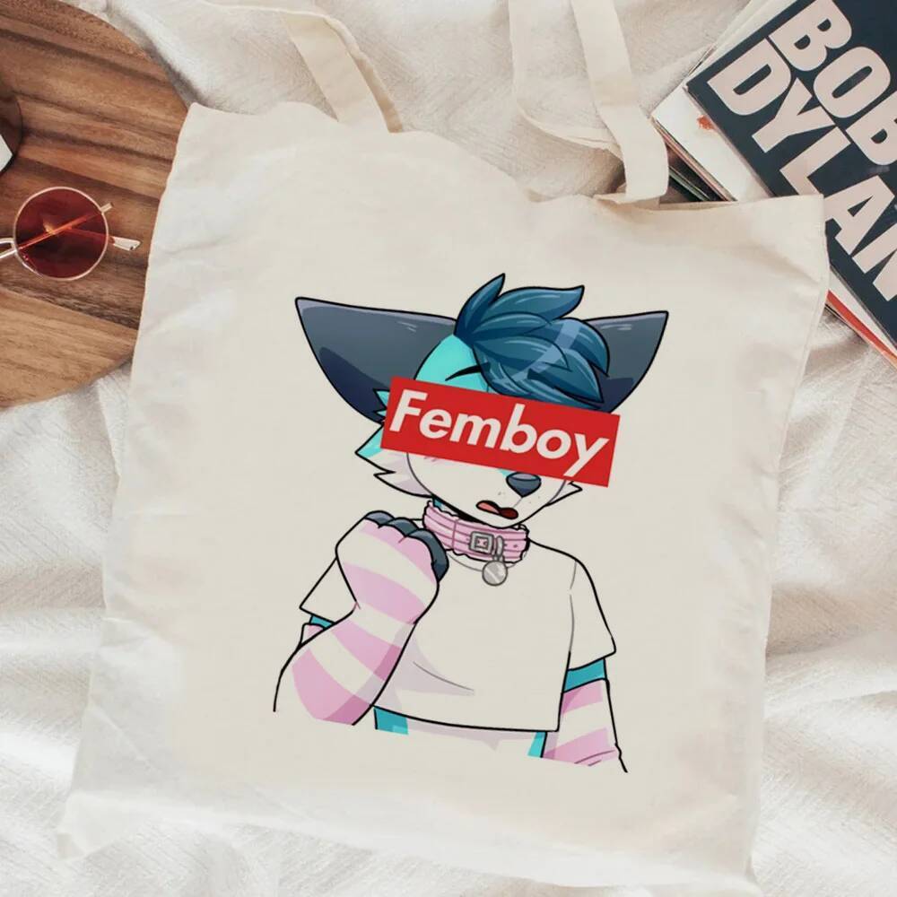 Femboy tote bag ช้อปปิ้งพับได้ torba na zakupy personnalisable canvas femme