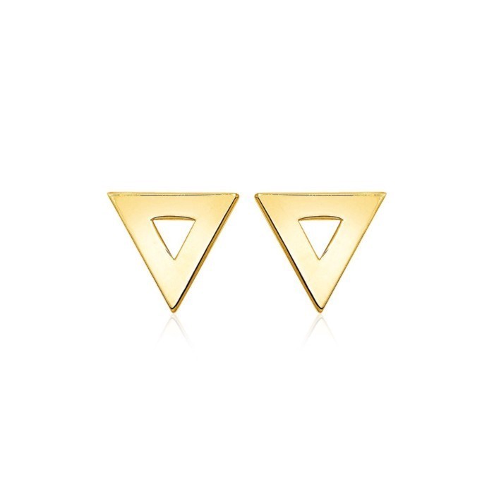 Nathalias NY  ต่างหูทองสามเหลี่ยมขัดเงา 14k 14k Yellow Gold Post Earrings  | ไม่ชุบ ไม่ลอก ทองเค เส