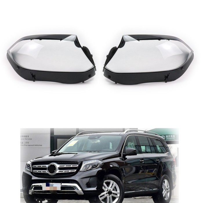 Pair For Benz GLS X166 GLS350 GLS450 2015-2019 GLS166 Headlamp Cover Lamp Headlight Shell Lens