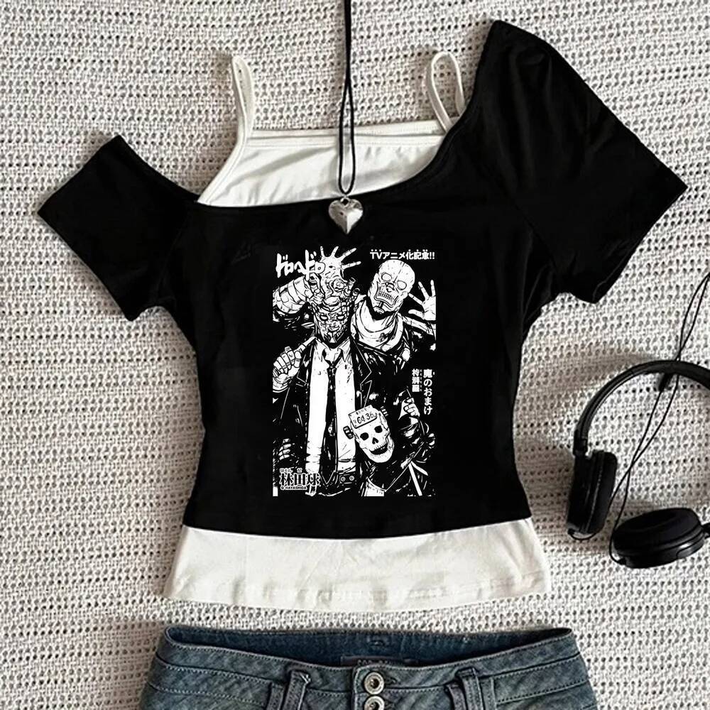 Dorohedoro เสื้อครอปวัยรุ่น emo party jojifuku เสื้อยืด cutecore y2k มังงะ baddie emo