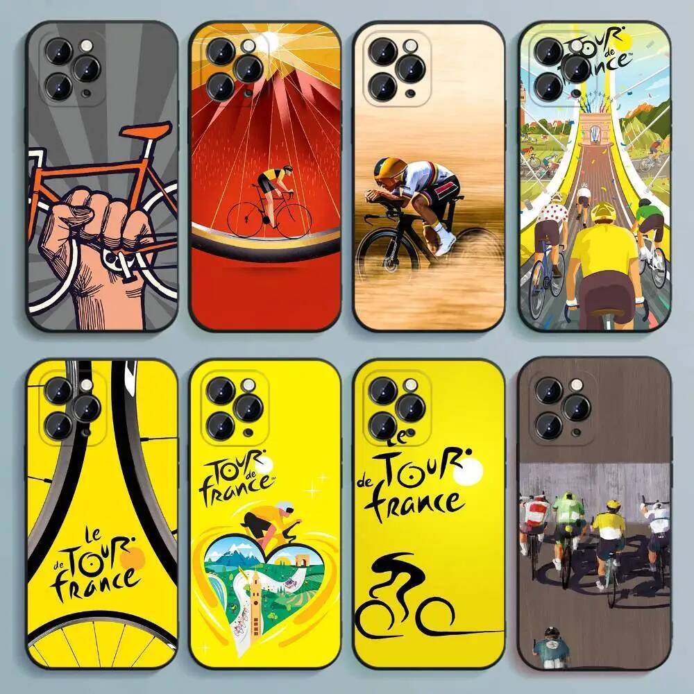 T-Tour De France B-Bicycle เคสโทรศัพท์ซิลิโคนสีดํานุ่มสําหรับ iPhone 17,16,15,14,13,12,11,Pro,Max,Pl
