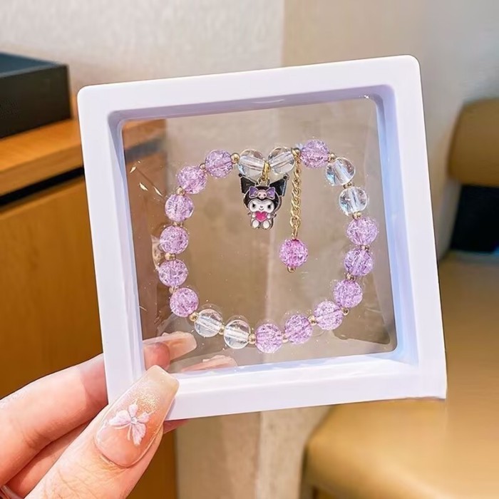 กล่อง สร้อยข้อมือ Kuromi ชนิดบรรจุกล่อง Sanrio สร้อยข้อมือเด็ก Niche Design แฟนสาวของขวัญเครื่องประดับของขวัญวันเกิด