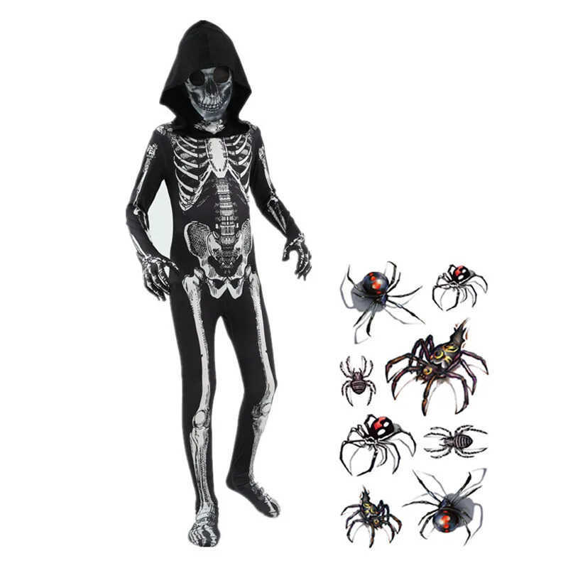 C Scary Halloween Horror Kids Hooded Costu Scary Skeleton Grim Reaper Costu Boys Spooky Costu Mardi