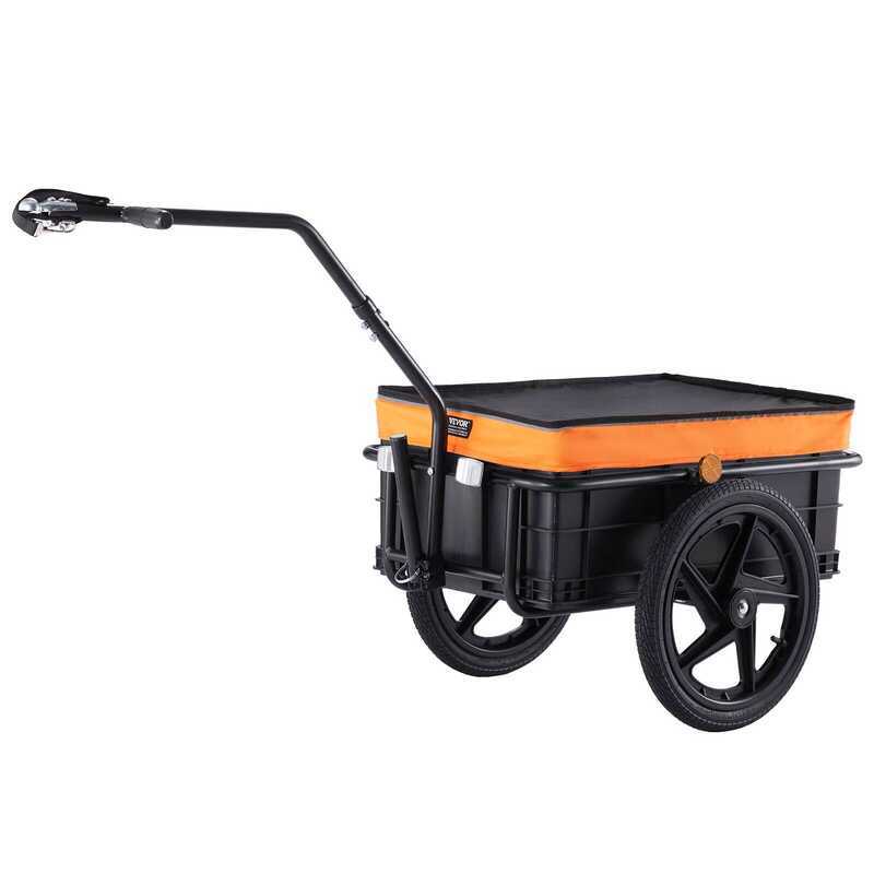 C Succebuy 88 Lbs Bike Cargo Trailer Bicycle Wagon Cart Foldable Storage With 16"Wheels & Safe Refl