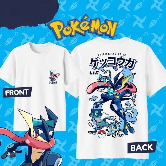 2026 ฤดูร้อนPokémonอะนิเมะGRENINJA 100% ผ้าฝ้ายแท้พิมพ์เสื้อยืดผู้ชายY2k Harajukuหลวมสบายๆอเนกประสงค