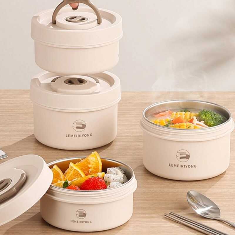 C Lunch Box Portable Insulated Lunch Container Set Stackable Bento Stainless Steel Lunch Container