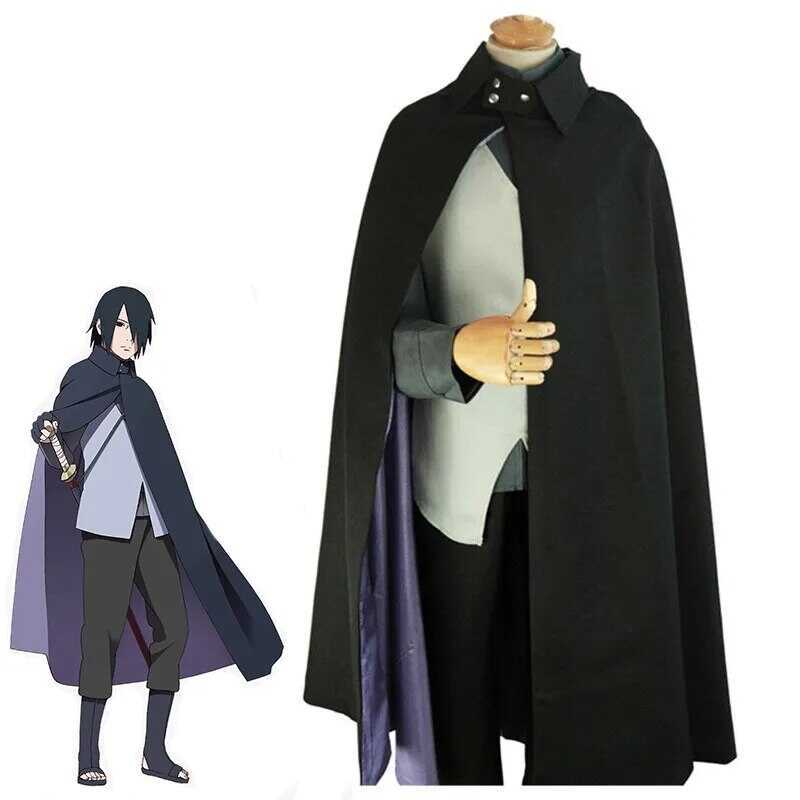 C [Eco-Friendly] Uchiha Sasuke Cosplay Anime Halloween Costume Shirt Vest Cape Pants Suit