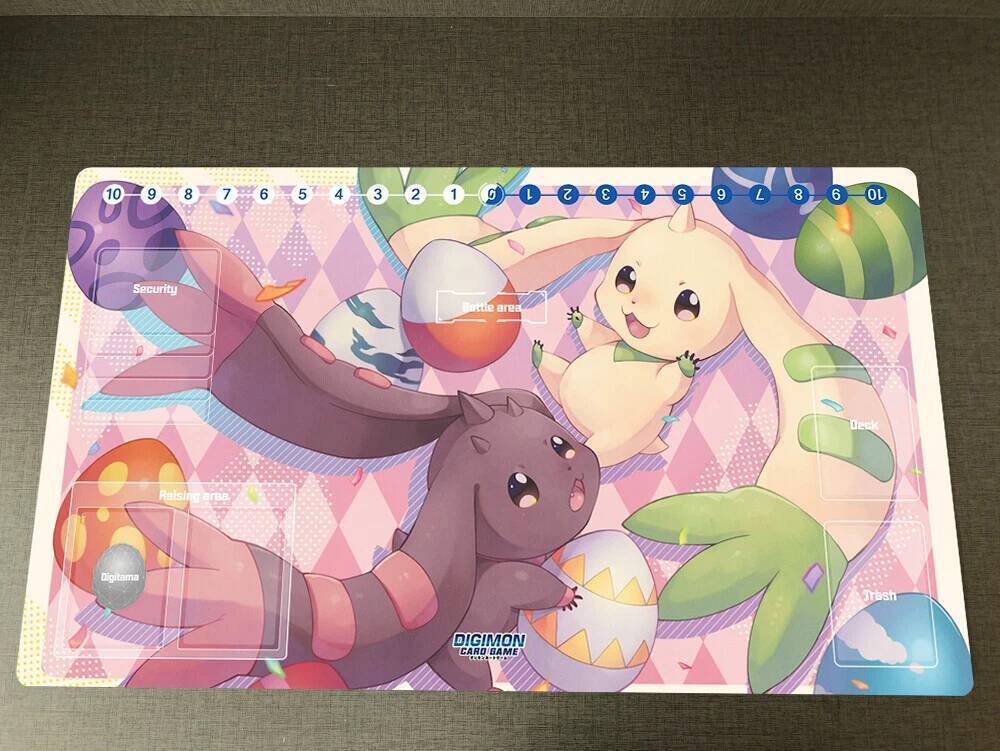 Digimon Terriermon Lopmon Playmat DTCG CCG Mat Trading Card Game Mat Desk Pad 350x600x2mm