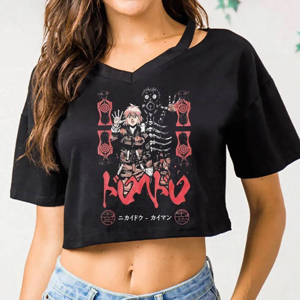 Dorohedoro เสื้อครอป Shoujou grunge ทางเลือก streetwear goth jojifuku top tees มังงะ emo harajuku น่