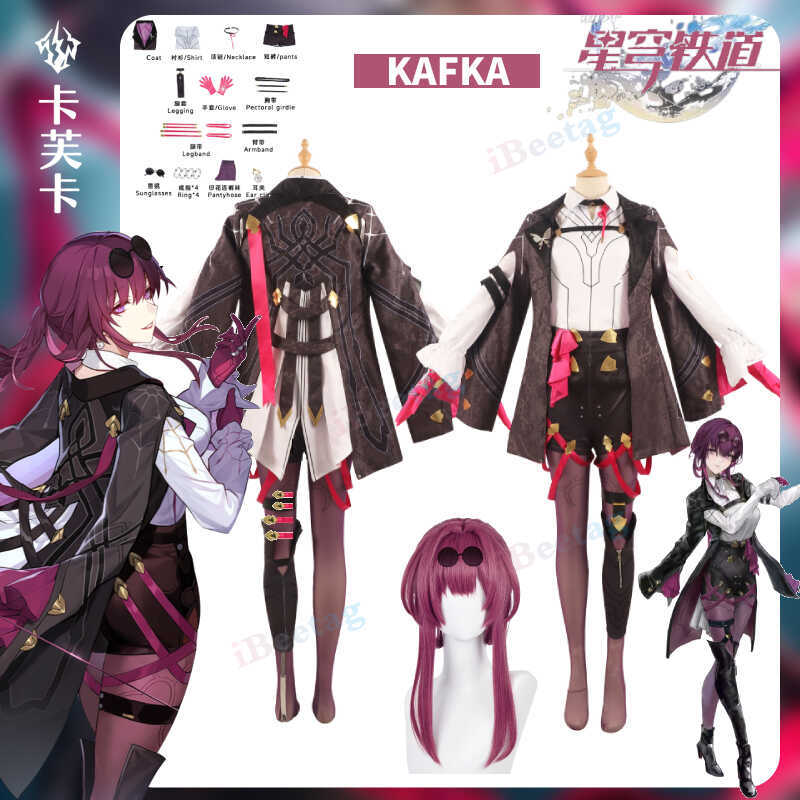 C 2023 Honkai: Star Rail Kafka Cosplay Costume+Wig Anime Women Halloween Party Costume Play Game Pl