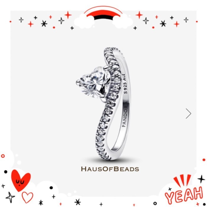️ NEW ของแท้ 100% พร้อมกล่อง+ถุง ️ Wavy Pave Heart Ring