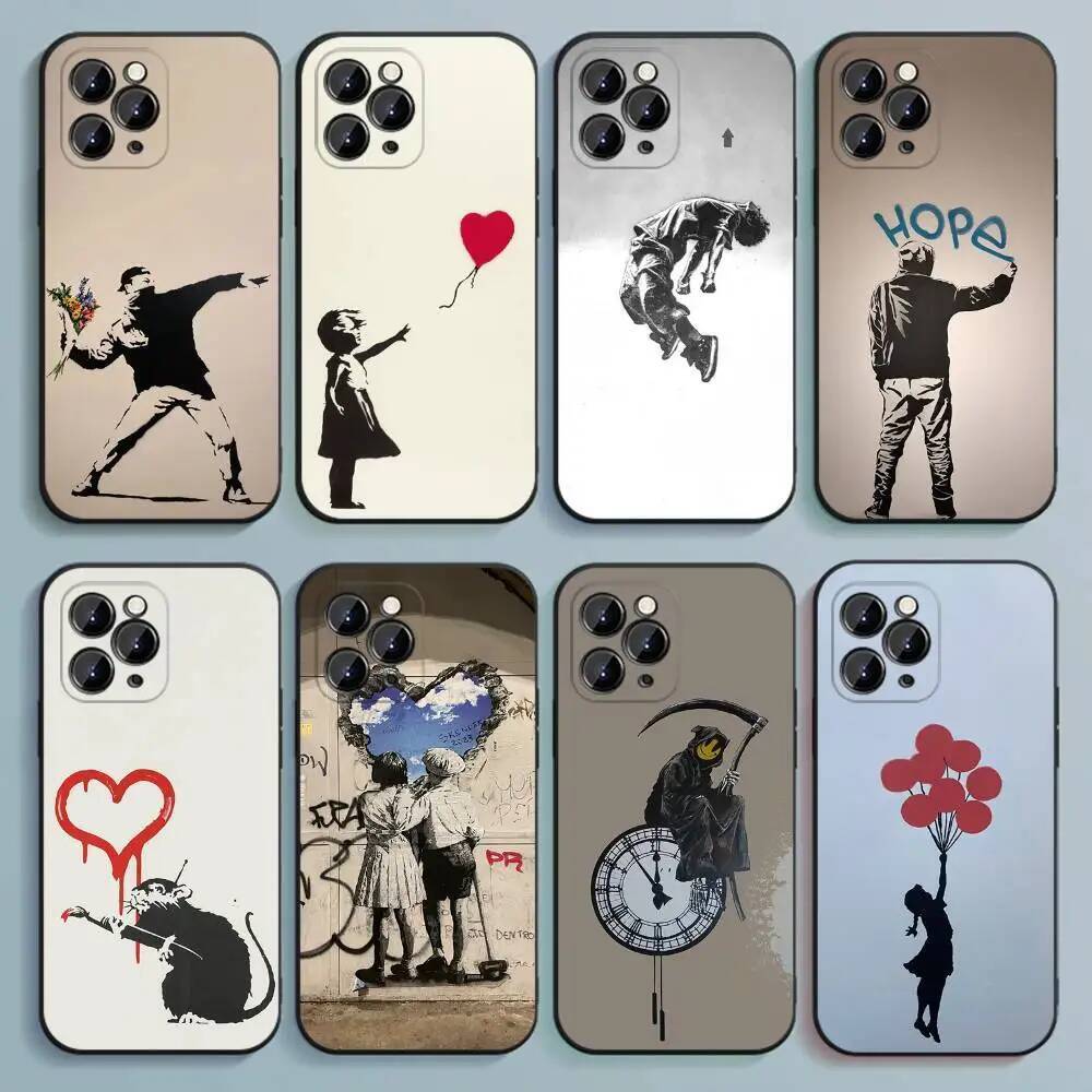 G-Graffiti Artist B-Banksy เคสโทรศัพท์สําหรับ iPhone 17,16,15,14,13,12,Pro,Max,Plus,E,SE4,Air,Mini B