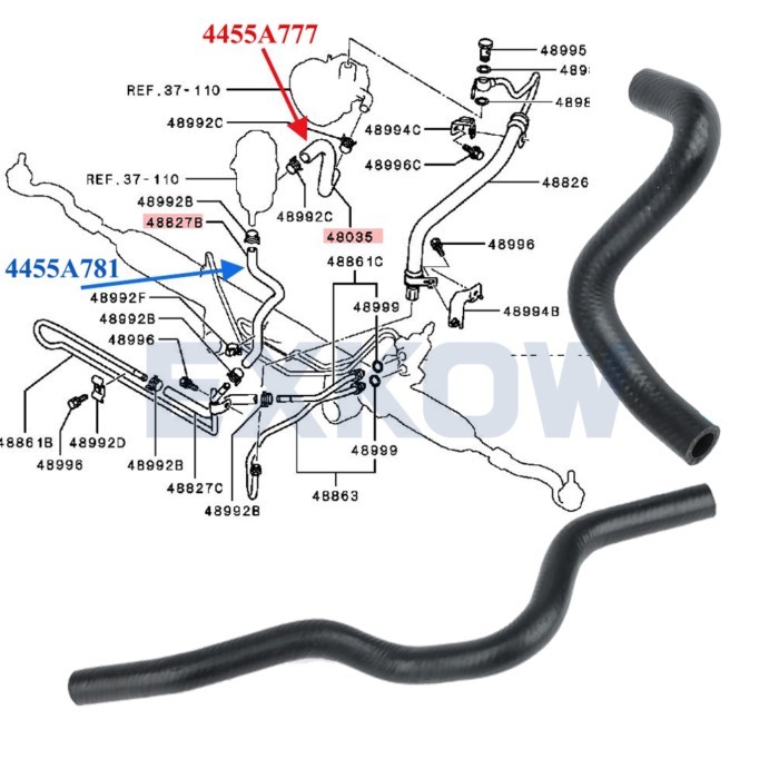 P/S Oil Pump Suction Return Hose for Mitsubishi Triton L200 KL1T KL2T KL6T Montero Pajero Sport KR1
