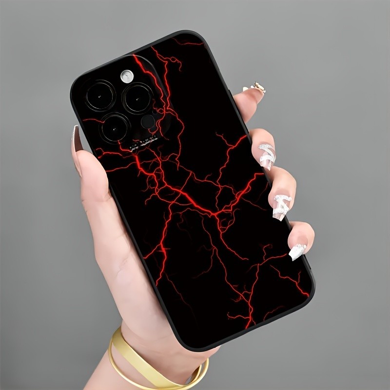 (สต็อกในไทย) เคสโทรศัพท์ลายสายฟ้าสีแดง กันกระแทก ป้องกันรอยขีดข่วน เคส TPU นุ่ม| สำหรับ iPhone 14 Pro Max 13 12 11 Plus