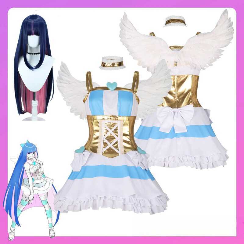 C Anime Panty & Stocking With Garterbelt Cosplay Any Stocking Costume Wig Halloween Party Suit