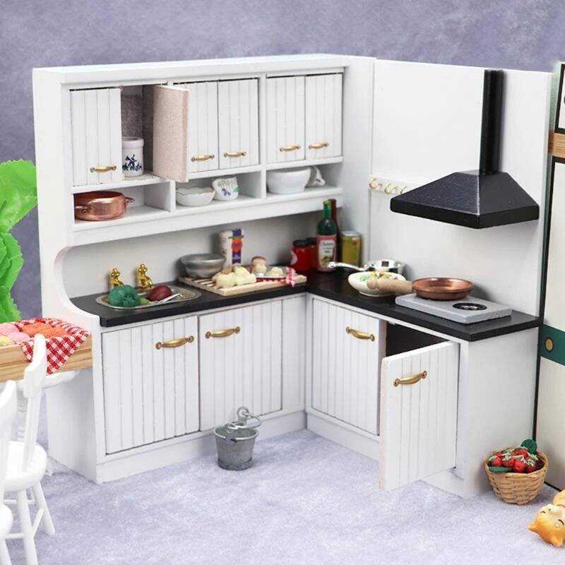 C Q81a Realistic Kitchen Furnishings Set Furniture Play Doll House Decoration