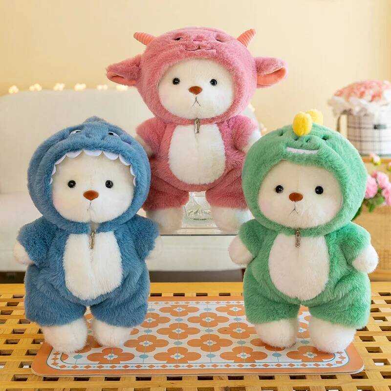 C 30-40Cm Kawaii Bear In Clothes Plush Toys Stuffed Animal A Bear Soft Doll Cartoon Girl Birthday G