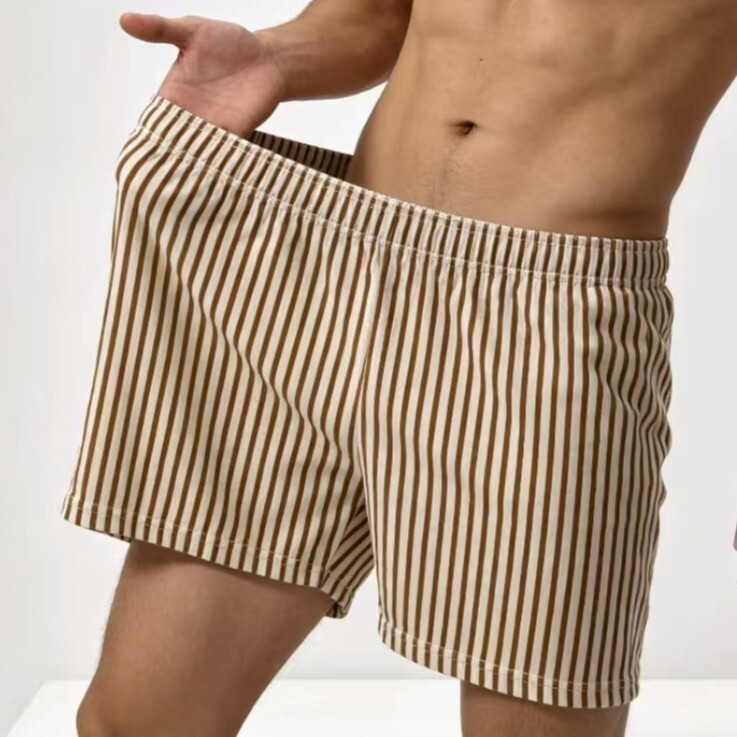Stripe Cotton Men Boxers Loose Comfortable Underwear