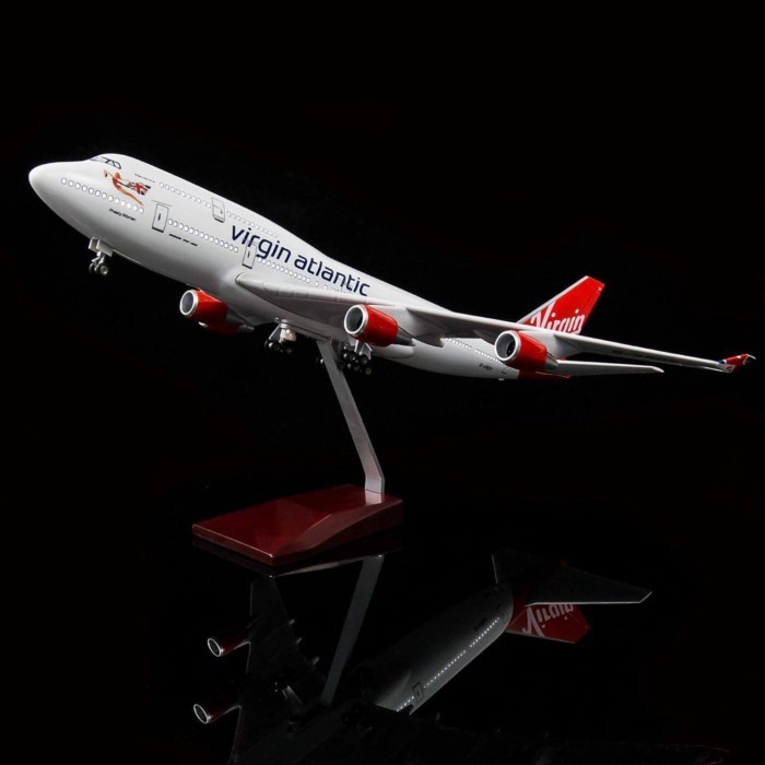 Boyin 747 Virgin Airliner รุ่น 747 เครื่องบินพลเรือนจําลอง B747-400 พร้อมล้อมีไฟ Out of Print Car Mo