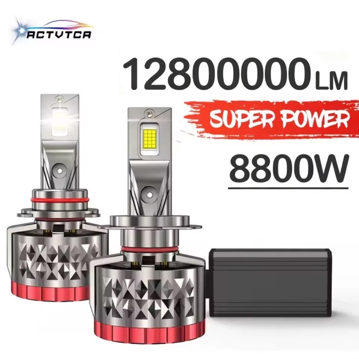 ACTVTCA H4 H7 LED Headlight 8800W 6000K H8 H9 H11 9005 9006 HB3 HB4 Canbus Double Copper Tube Lamp