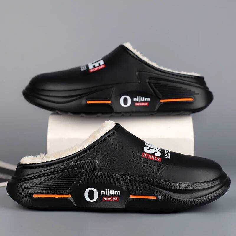 C New Winter Men Warm Cotton Outdoor Indoor Cotton Shoes Waterproof Mens Comfortable Home Bedroom P