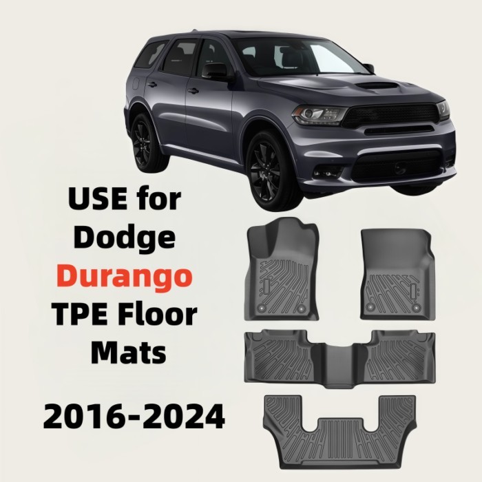 3D All-Weather TPE Floor Mats & Trunk Mats Interior Accessories Compatible for Dodge Durango 2016 1