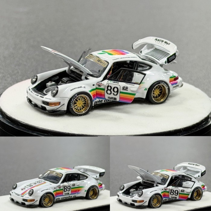 PGM 1: 64 Porsche RWB964 โมเดลรถจําลองโลหะผสม Apple สีขาว