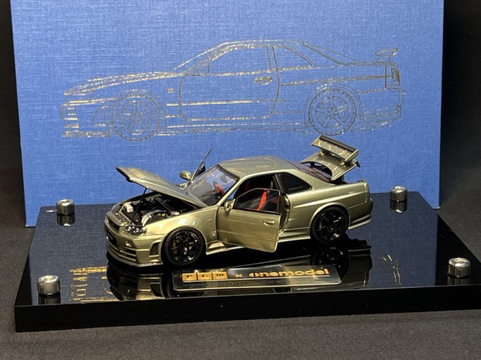 PGM 1: 43 Nissan GTR R34 Z-TUNE Emerald Green Alloy Full Open รถจําลองรุ่น