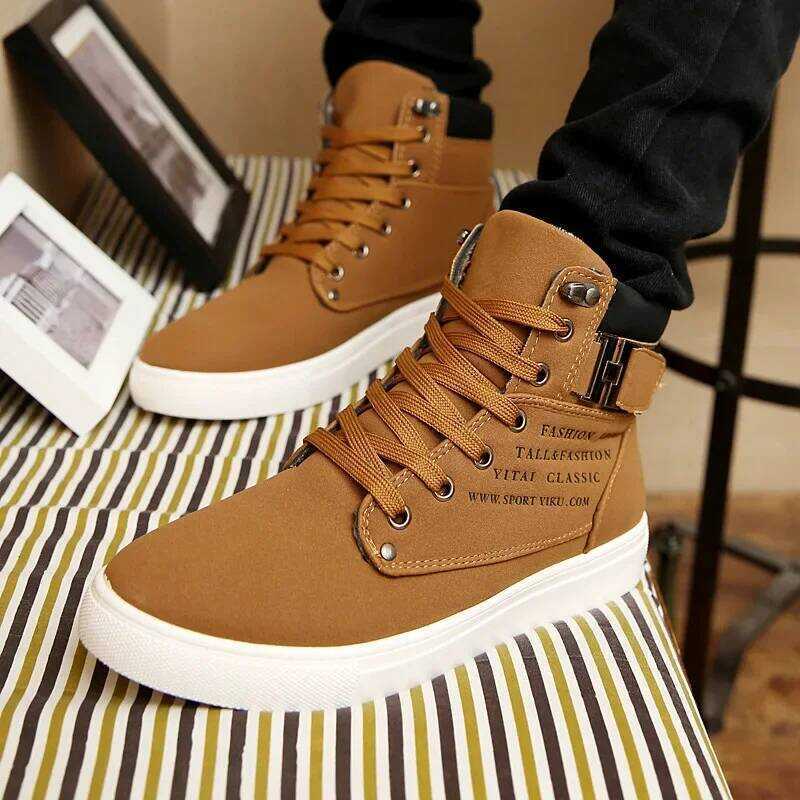C Men's Boots New Korean Version Men's Shoes High Top Skateboard Shoes Retro Platform Casual Lace U