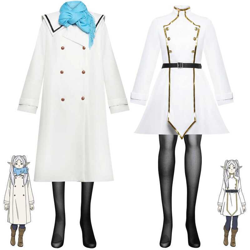 C Frieren At The Funeral Cosplay Frieren Costumewinter Coat Scarf Carnival Uniform Wig Anime Hallow