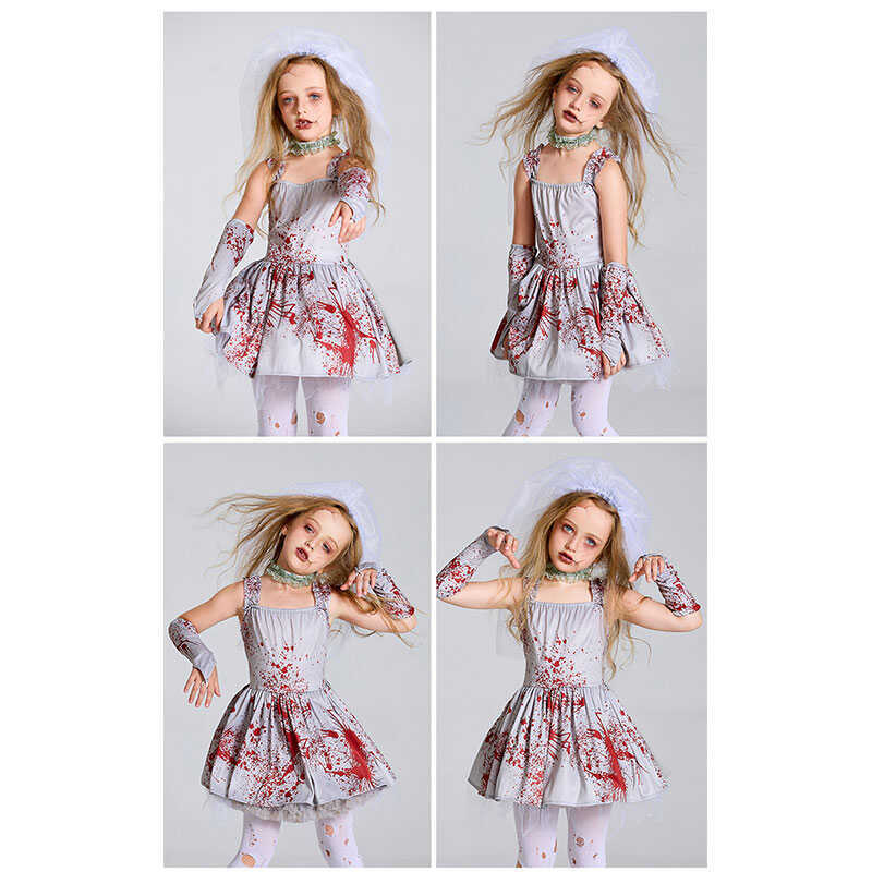 C Horror Bloodstained Girls Ghost Bride Cosplay Dress Halloween Costume Parties