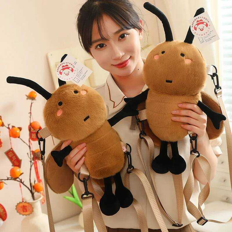 C 35Cm F Creative Cartoon Insect Bee Cockroach Plush Knapsack Doll Simulation Ants Backpack Soft To
