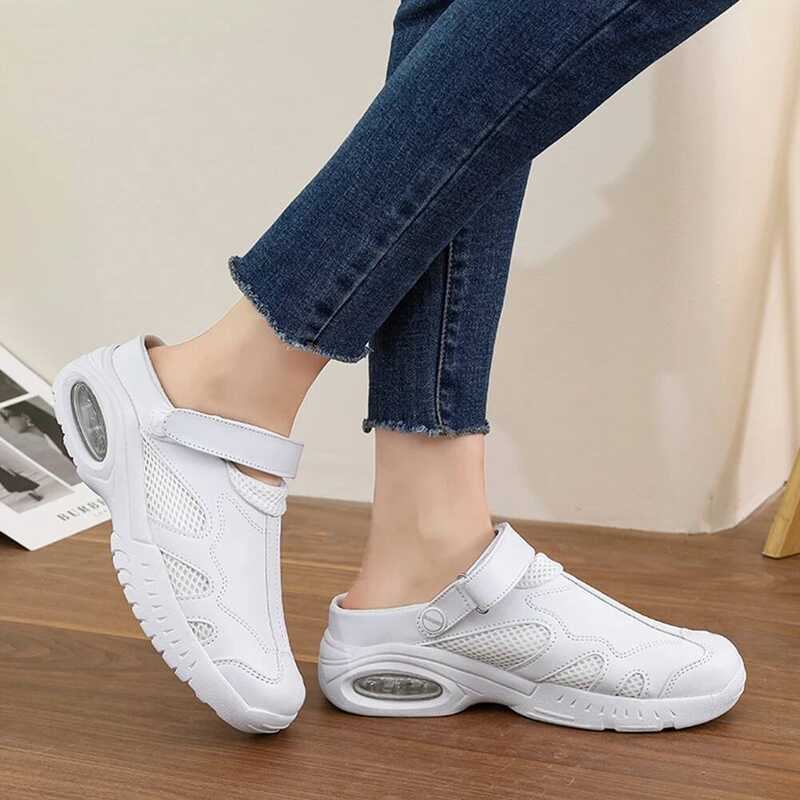 C Woman Man Nursing Shoes Breathable Lightweight Slippers Open Back Slip Slippers Soft-Soled Walkin