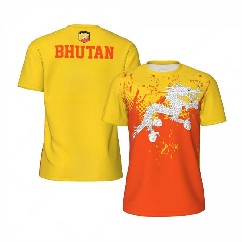 C Fashion Bhutan Flag Graphic Football T Shirts For Men Summer Trend 3D National Emblem Printed T-S