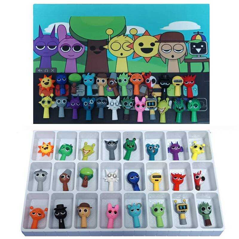 C 24Pcs 4.5Cm F Sprunki Figuras Model PVC Sprunki Game Action & Toy Figuresgiving Game Fans Birthda