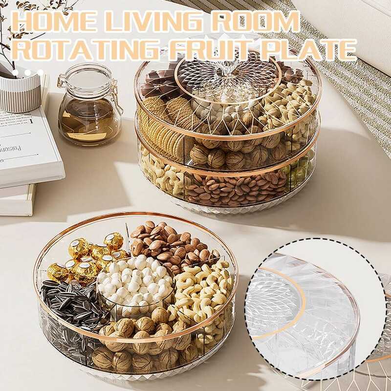 C Household Table Fruit Tray Rotatable Stackable Fruit Dispensing Box Dry Fruit Tray Fruit Dish Can