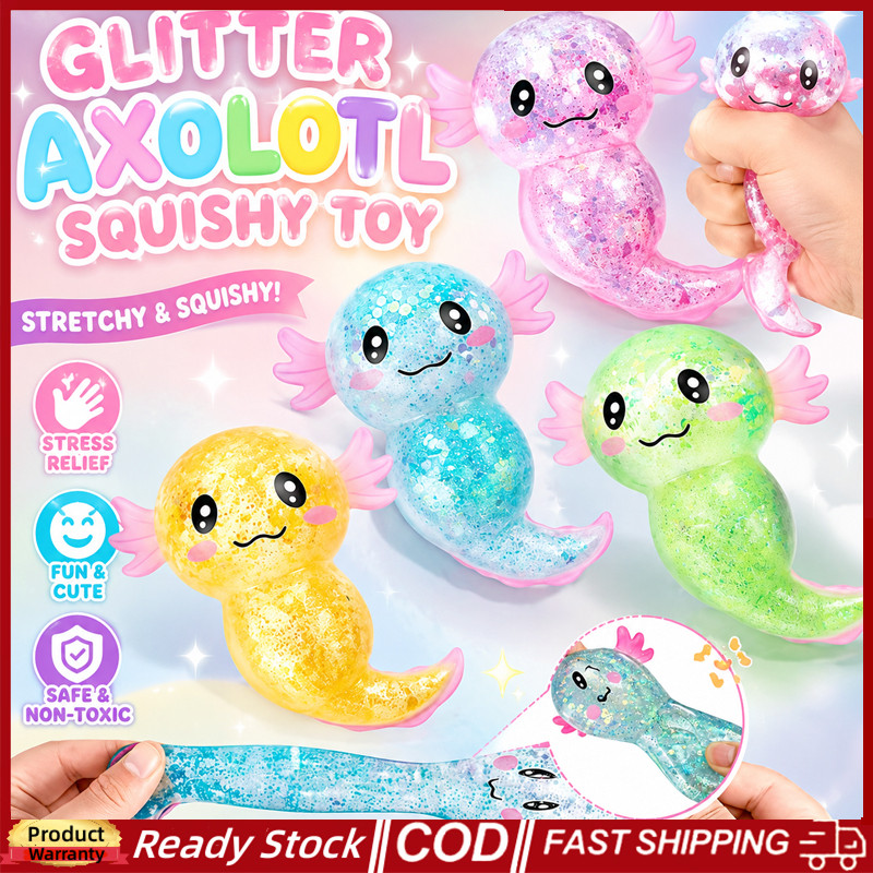 4PCS Needoh Glitter Axolotl ของเล่นบรรเทาความเครียด Maltose ความยืดหยุ่นสูง Squeeze Ball นุ่มช้า Rebound Sensory ของเล่นบรรเทาความเครียดสําหรับเด็กผู้ใหญ่,ความวิตกกังวล ADHDออทิสติกของขวัญ