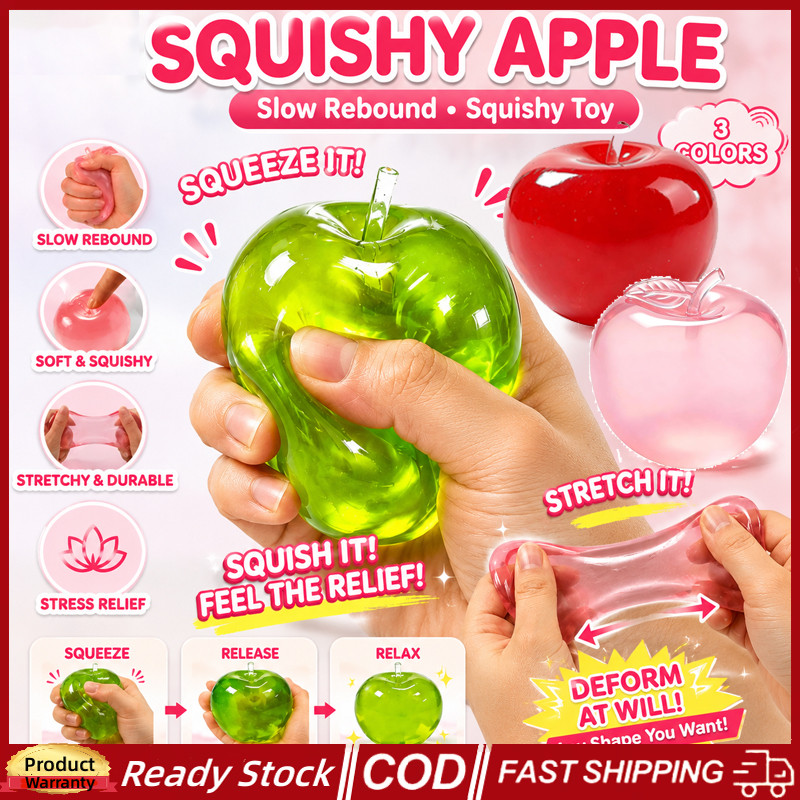 RED APPLE Fidget ของเล่นความเครียดบรรเทาช้า Rising Slushy Apple Squishy ความเครียดบรรเทาของเล่นTranslucent Decompression Ball Sensory นุ่มเงาสนุกของขวัญเด็กผู้ใหญ่ของเล่น