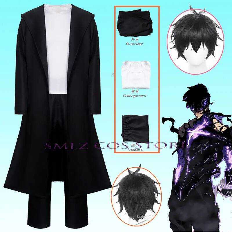 C Anime Knight Killer Sung Jin-Woo Solo Sung Jinwoo Leveg Cosplay Costume Wig Shun Mizushino Trench