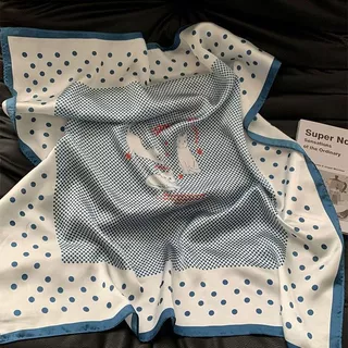 สไตล์ใหม่ฤดูร้อน Polka Dot ขี้เกียจลูกแมวผ้าพันคอผ้าไหมผ้าพันคอสแควร์ y2k แฟชั่น All-Match Multi-Purpose Tube Top S