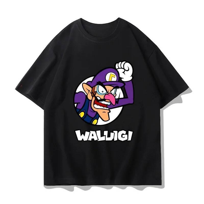Super Mario Waluigi เสื้อยืดผู้ชายและผู้หญิงฤดูร้อนผ้าฝ้าย Y2k เสื้อผ้าแฟชั่น Breathable อะนิเมะแฟนเ