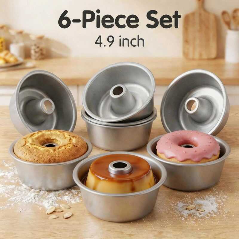 C 6Pcs Pound Cake Pan Nonstick Tube Cake Pan Stackable Pound Cake Mould Donut Candy Mold Cake Pan C
