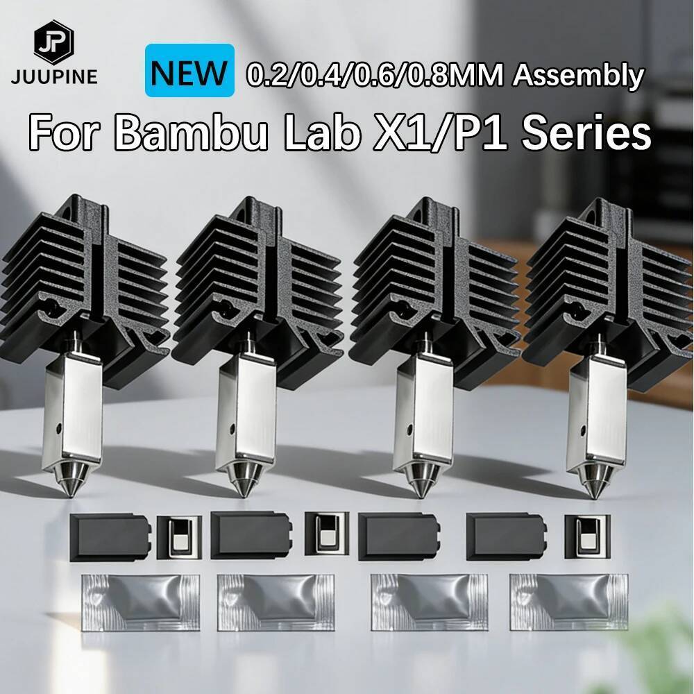 สําหรับBambu Lab P1S Hotend 0.2 0.4 0.6 0.8 Hardenedเหล็กประกอบBambulab P1P X1c Hot End Leak-Proof 3