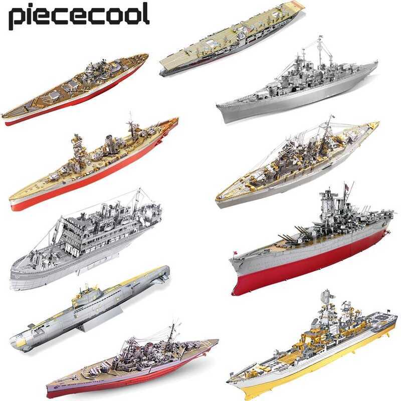C Piececool Puzzle 3D Metal Battleship Model Kits HMS Hood Richelieu Ship Model Jigsaw Toys For Tee