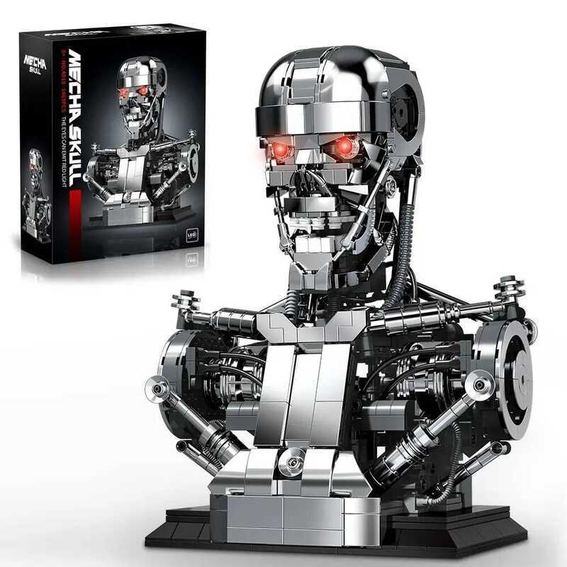 C 146Pcs Skull Skeleton Robot Building Bloc Movie T800 Bust Figures Model Desop Ornament Constructi