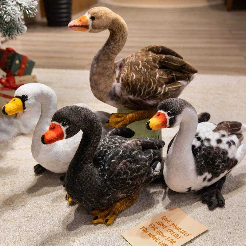 C Lifelike Swan Plush Swan Toys Doll Pillow Kawaii Soft Simulation Swan Duck Swan Cute Goose Stuffe