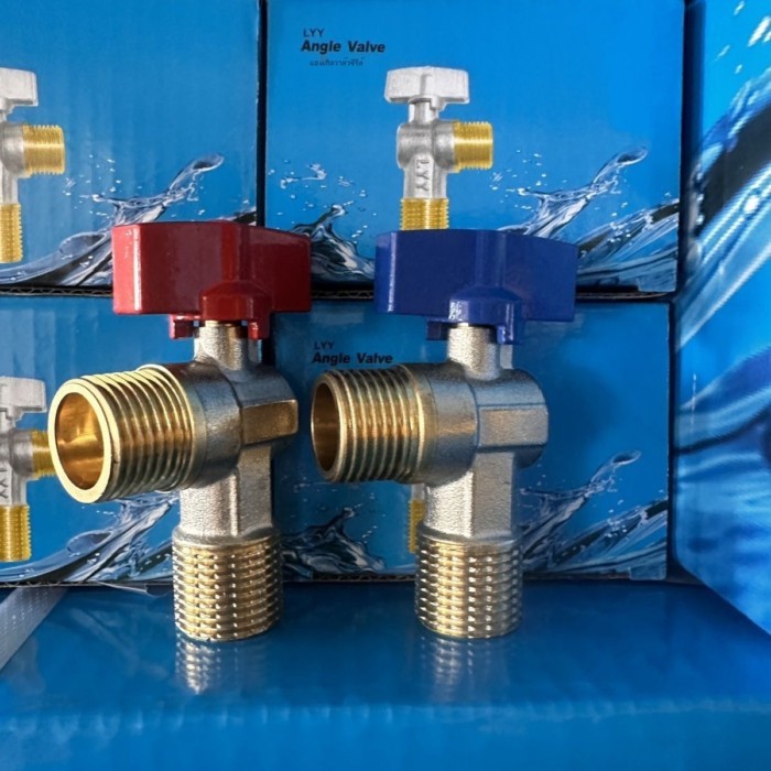 ทองแดงบอลวาล์ววาล์วมุมห้องน้ำเครื่องทำน้ำอุ่นแก๊สขนาดใหญ่ Flow SWITCH 4 จุดร้อนและเย็นหนาน้ำ Inlet