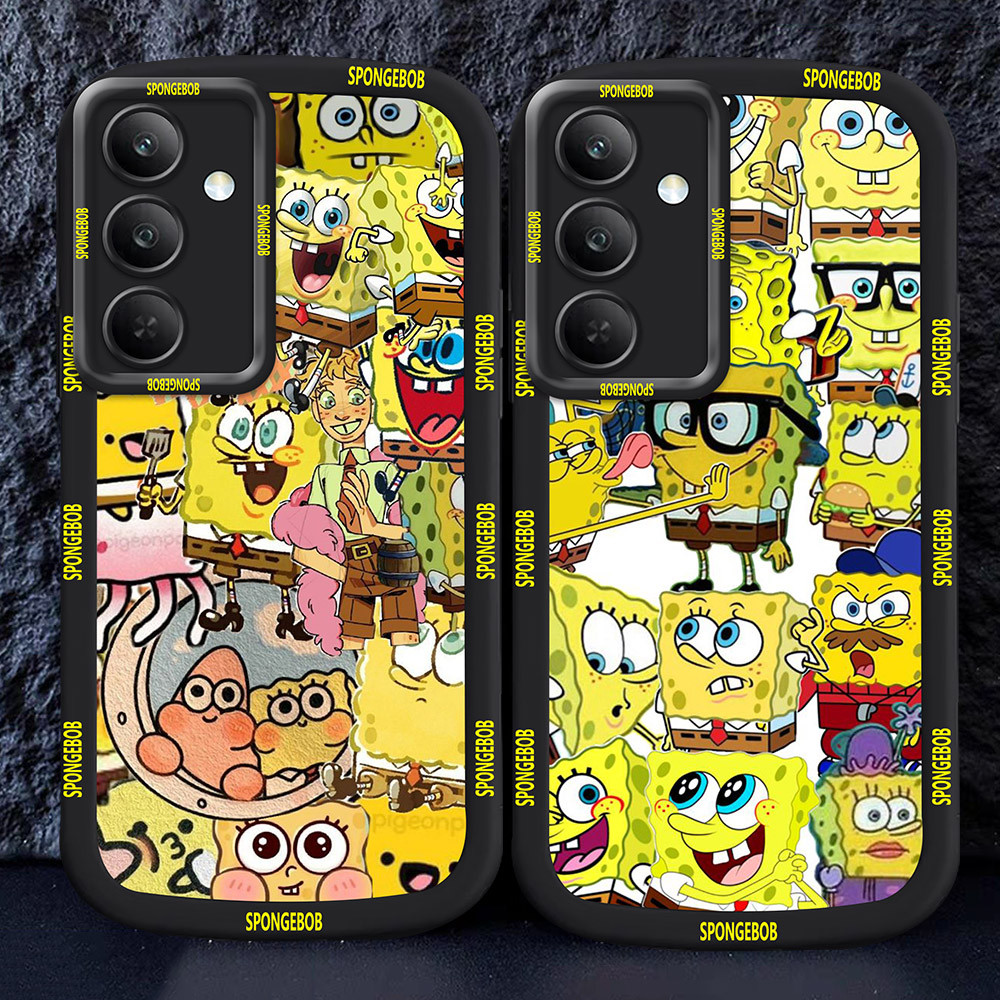 อ่อนนุ่มเคสโทรศัพท์หรับ Samsung A25 S24 S22 A36 A56 S25 Ultra Plus 5G M27 Spongebob