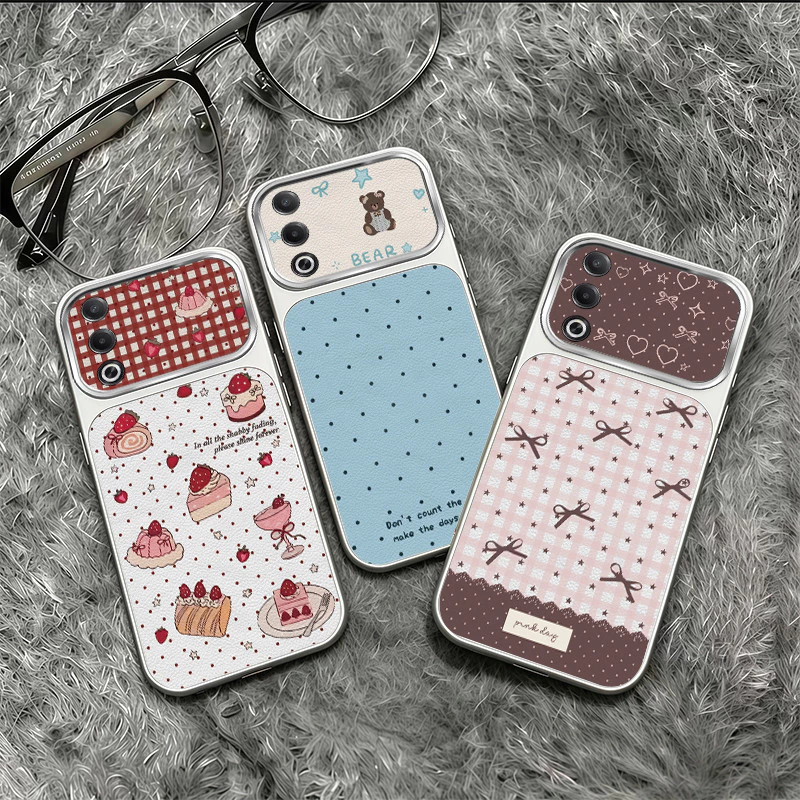 เคสสําหรับเคสโทรศัพท์ OPPO A3 PRO ใหม่หนังระดับไฮเอนด์หมีเค้กลายกุทัณฑ์ปลอกกันกระแทก TPDT18