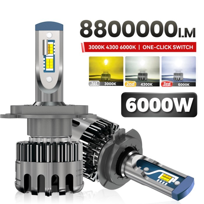 8800000LM 3 Colors H4 H7 LED Headlight CANBUS H11 H1 9005 HB3 9006 HB4 Car Headlamp Auto Lamp Turbo